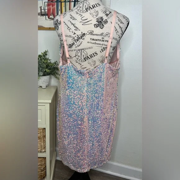 Fashion Nova Keep Your Shine Blush Pink Sequin Lined Dress - Picture 4 of 10